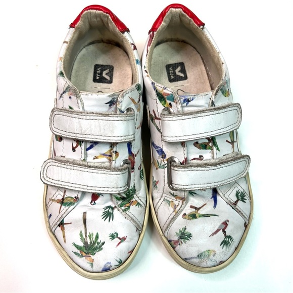 RARE Veja x G. Kero Kids Parrot Leather Sneakers Velcro Size 32 - US 1 - Picture 3 of 12